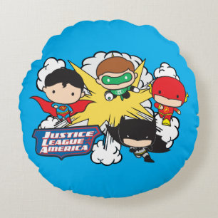 Chibi Justice League of America Explosion Round Cushion
