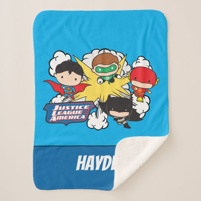Chibi Justice League of America Explosion Sherpa Blanket (Front)