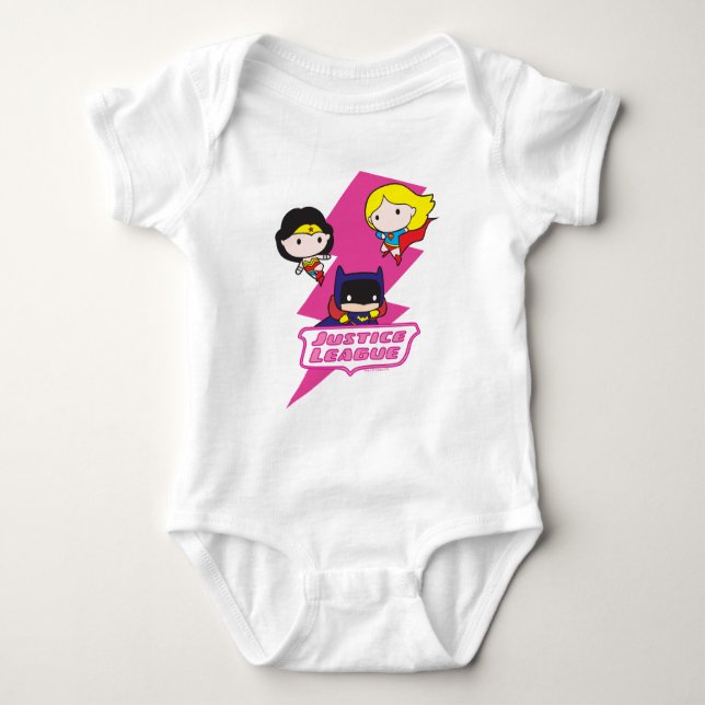 Chibi Justice League Pink Lightning Baby Bodysuit (Front)