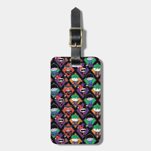 Chibi Justice League Villain Pattern Luggage Tag (Front Vertical)