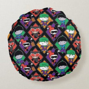Chibi Justice League Villain Pattern Round Cushion