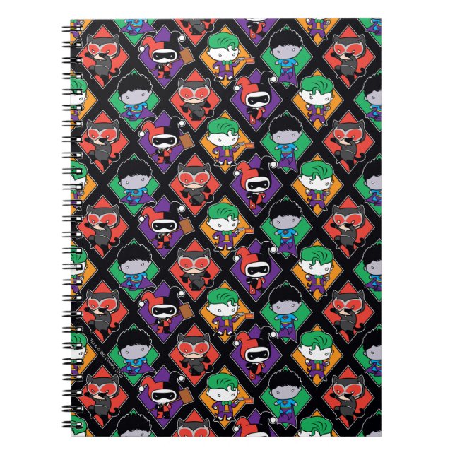 Chibi Justice League Villain Pattern Spiral Notebook (Front)