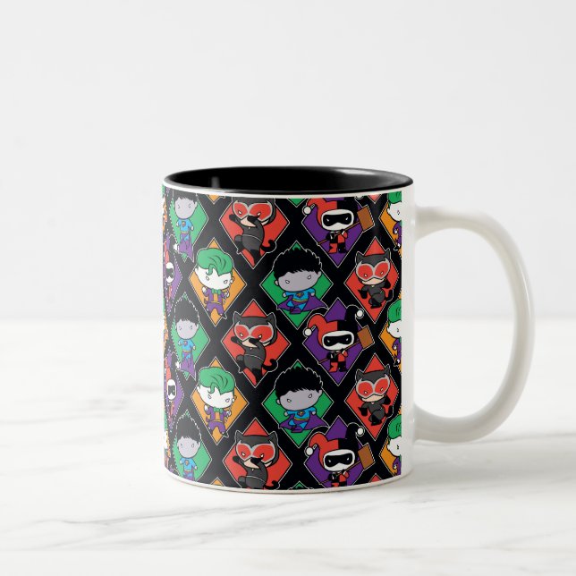 Chibi Justice League Villain Pattern Two-Tone Coffee Mug (Right)