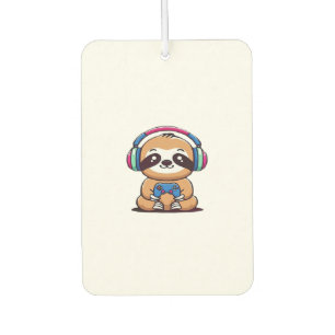 Chibi Kawaii Sloth Gamer � Cute Funny Animal with Car Air Freshener