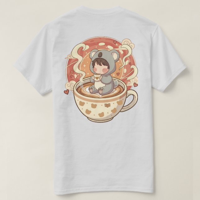 Chibi Koala Coffee Adventure Men's Graphic T-Shirt (Design Back)