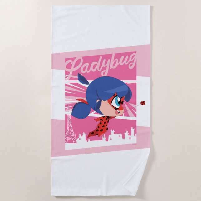 Chibi Ladybug in Paris Beach Towel (Front)