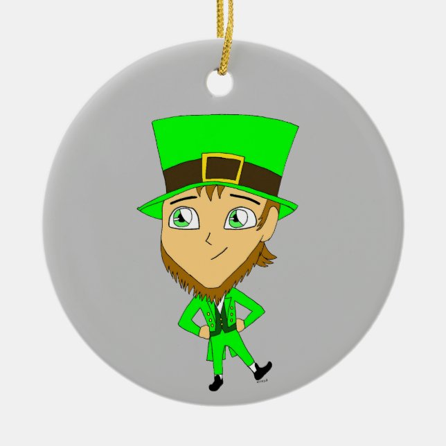 chibi   leprechaun   ceramic tree decoration (Front)