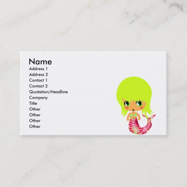 chibi magical mermaid 3 business card (Front)
