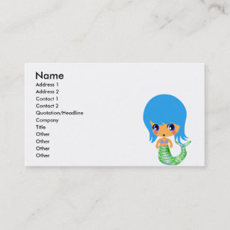 chibi magical mermaid blue hair business card