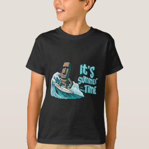 Chibi Moai Mood Surfing Summer Time Beach Ocean Se T-Shirt