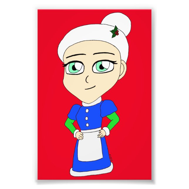 Chibi Mrs. Claus blue suit Photo Print (Front)