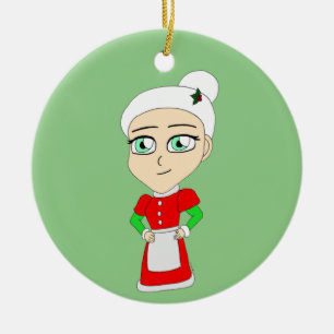 chibi mrs. claus  ceramic ornament