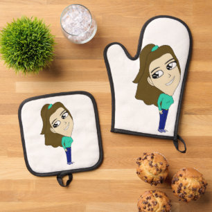 chibi    oven mitt & pot holder set