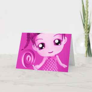 Chibi Pink Birthday Card