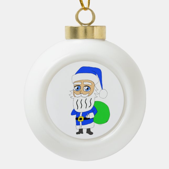 chibi Santa Claus       Ceramic Ball Christmas Ornament (Front)