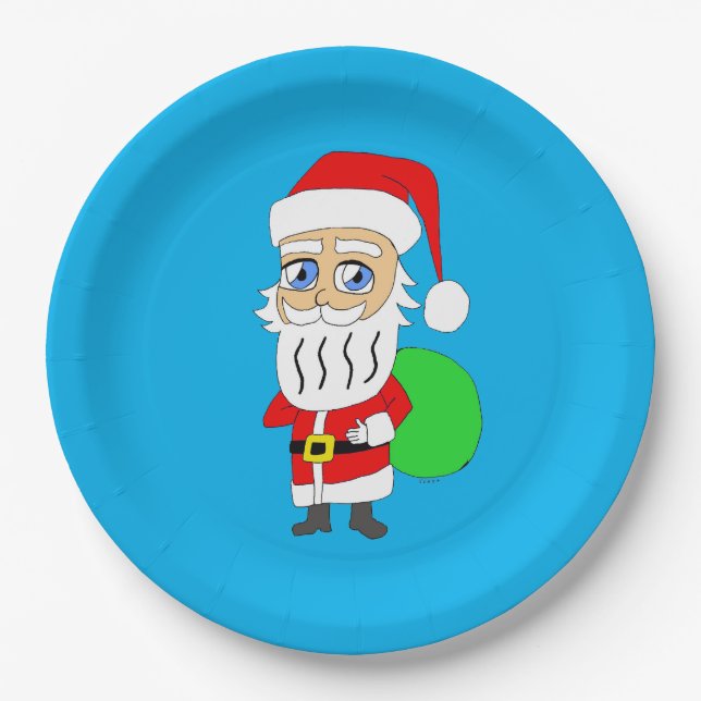 Chibi Santa Claus     Paper Plate (Front)