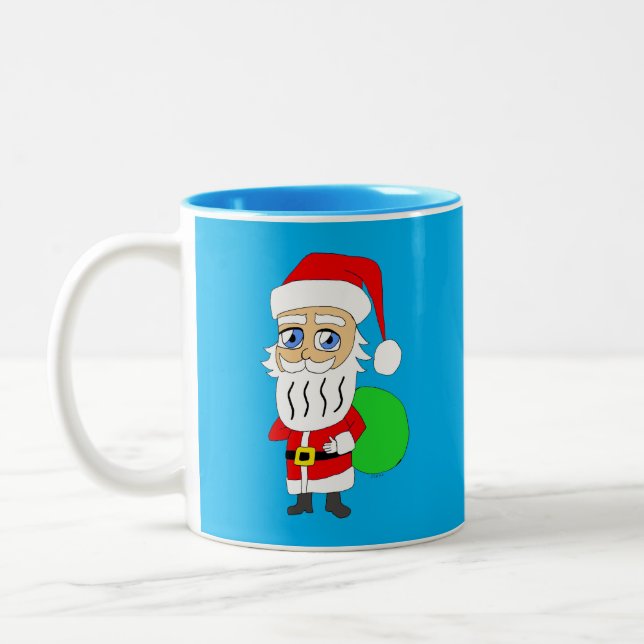 Chibi Santa Claus     Two-Tone Coffee Mug (Left)