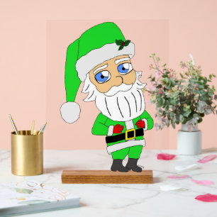 Chibi Santa green suit Acrylic Sign