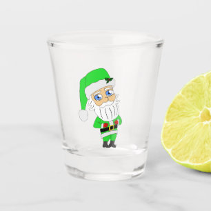 Chibi Santa green suit Shot Glass