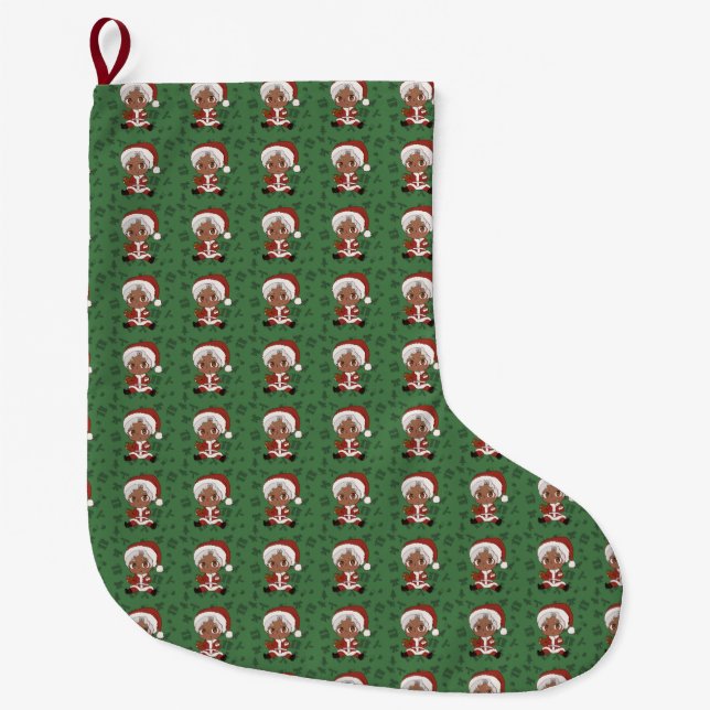 Chibi Santa (Version 3) Large Christmas Stocking (Front)