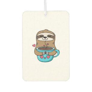 Chibi Sloth Coffee Lover � Cute Kawaii Sloth Huggi Car Air Freshener