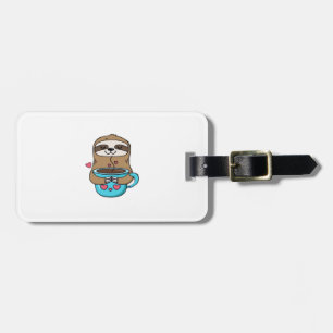 Chibi Sloth Coffee Lover � Cute Kawaii Sloth Huggi Luggage Tag