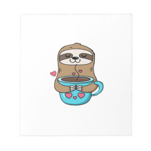 Chibi Sloth Coffee Lover � Cute Kawaii Sloth Huggi Notepad