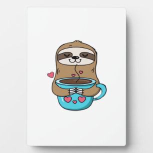 Chibi Sloth Coffee Lover � Cute Kawaii Sloth Huggi Plaque