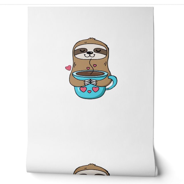 Chibi Sloth Coffee Lover � Cute Kawaii Sloth Huggi Wallpaper (Unrolling)