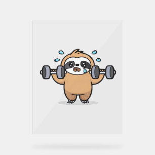 Chibi Sloth Gym Fail – Cute Kawaii Funny Workout A Acrylic Sign