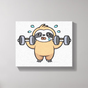Chibi Sloth Gym Fail – Cute Kawaii Funny Workout A Canvas Print