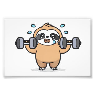 Chibi Sloth Gym Fail � Cute Kawaii Funny Workout A Photo Print