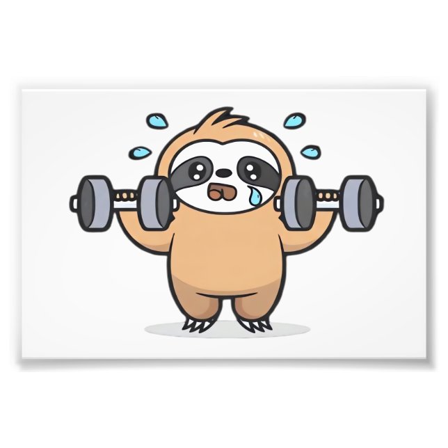 Chibi Sloth Gym Fail � Cute Kawaii Funny Workout A Photo Print (Front)