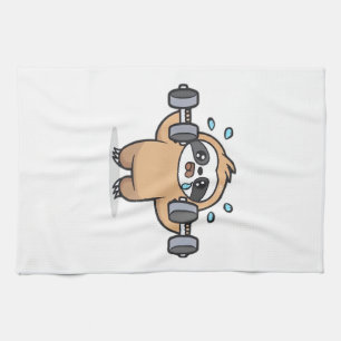 Chibi Sloth Gym Fail � Cute Kawaii Funny Workout A Tea Towel