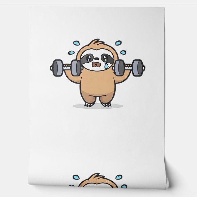 Chibi Sloth Gym Fail – Cute Kawaii Funny Workout A Wallpaper (Unrolling)