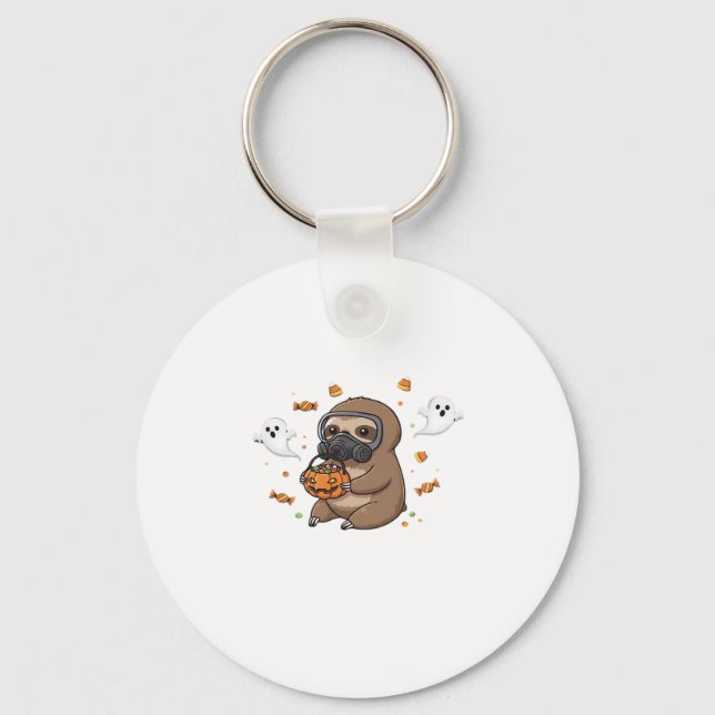 Chibi Sloth Hazmat Halloween Oversized T-Shirt Key Ring (Front)