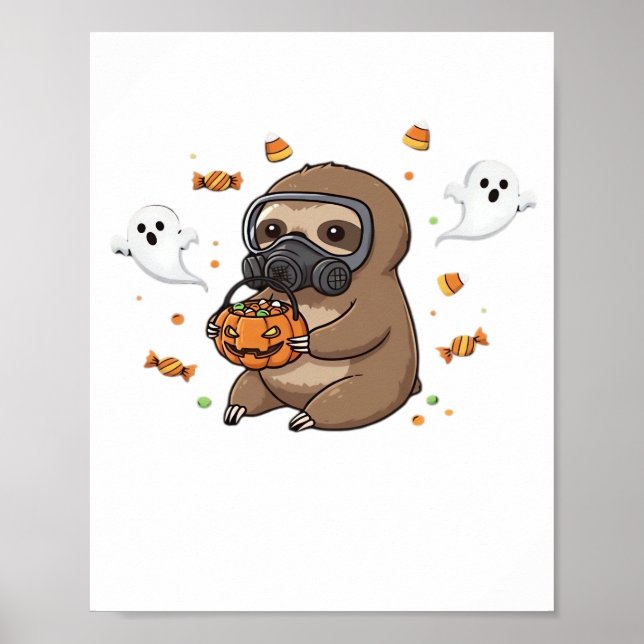 Chibi Sloth Hazmat Halloween Oversized T-Shirt Poster (Front)