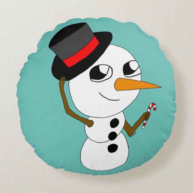 chibi smowman  round pillow (Front)