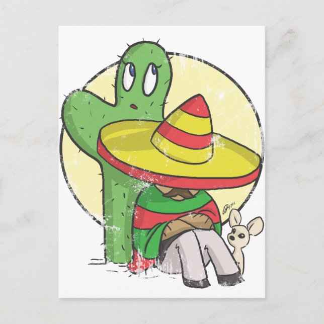 chibi sombrero distressed postcard (Front)