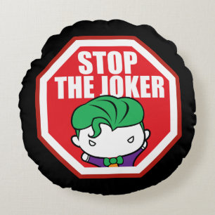 Chibi "Stop The Joker" Sign Round Cushion