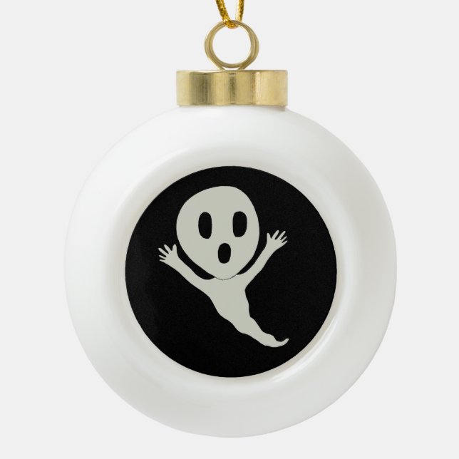 Chibi style ghost  ceramic ball christmas ornament (Front)