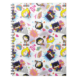 Chibi Super Heroine Pattern Spiral Notebook