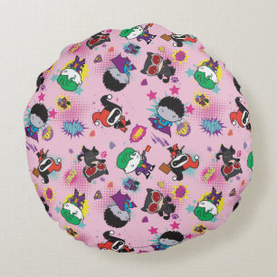 Chibi Super Villain Action Pattern Round Cushion