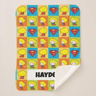 Chibi Supergirl Character Turnaround Sherpa Blanket