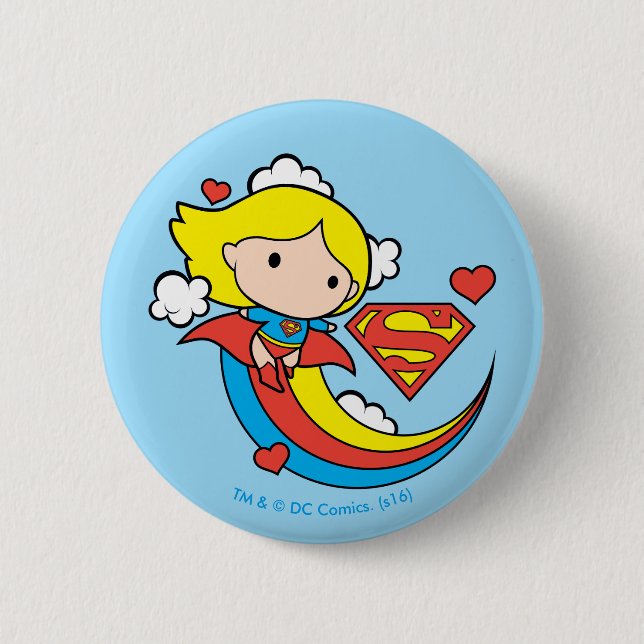 Chibi Supergirl Flying Rainbow 6 Cm Round Badge (Front)