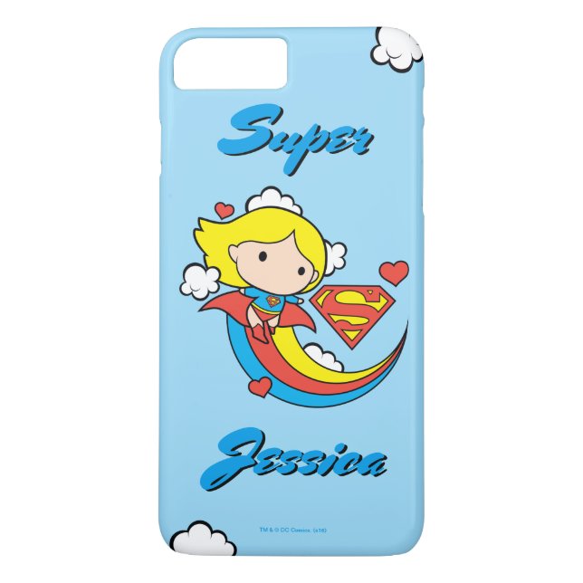 Chibi Supergirl Flying Rainbow Case-Mate iPhone Case (Back)