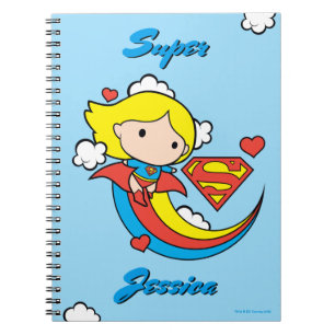 Chibi Supergirl Flying Rainbow Spiral Notebook