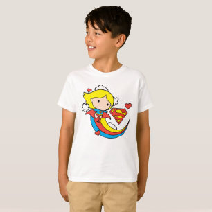 Chibi Supergirl Flying Rainbow T-Shirt