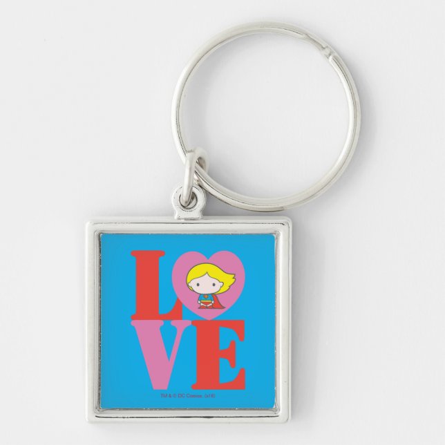 Chibi Supergirl LOVE Key Ring (Front)