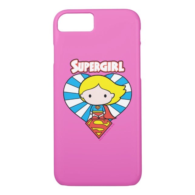 Chibi Supergirl Starburst Heart and Logo Case-Mate iPhone Case (Back)